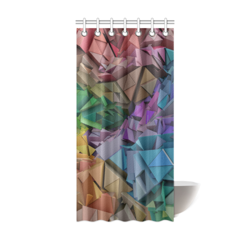 Colorful Abstract 3D Low Poly Geometric Shower Curtain 36"x72"