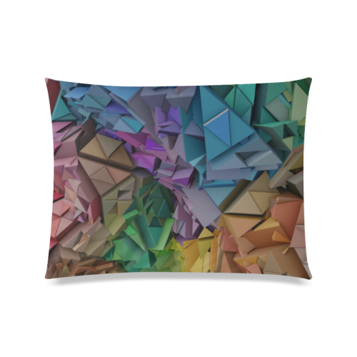 Colorful Abstract 3D Low Poly Geometric Custom Zippered Pillow Case 20"x26"(Twin Sides)