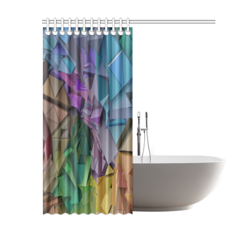 Colorful Abstract 3D Low Poly Geometric Shower Curtain 60"x72"
