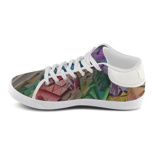 Colorful Abstract 3D Low Poly Geometric Women's Chukka Canvas Shoes (Model 003)