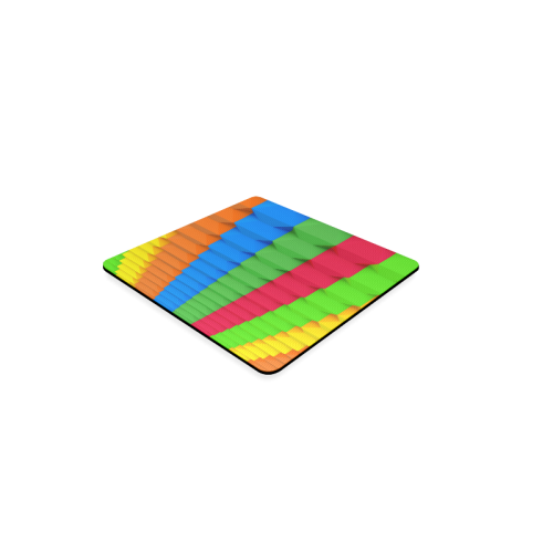 Colorful 3D Geometric Blocks Square Coaster