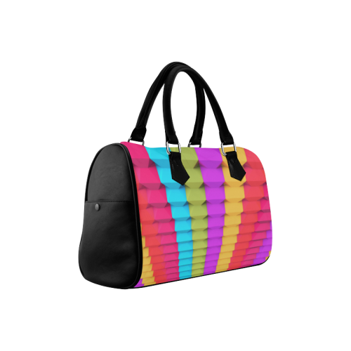 Colorful 3D Geometric Blocks Boston Handbag (Model 1621)