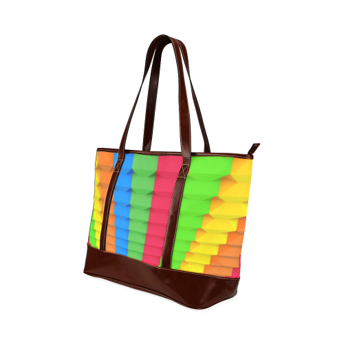 Colorful 3D Geometric Blocks Tote Handbag (Model 1642)