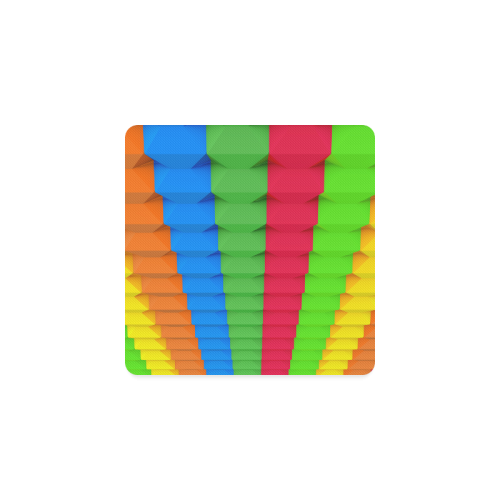 Colorful 3D Geometric Blocks Square Coaster