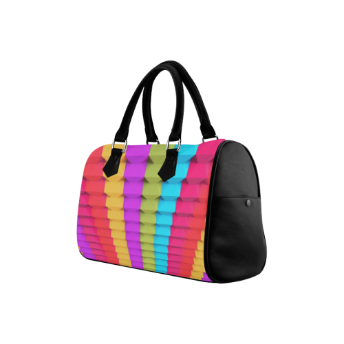 Colorful 3D Geometric Blocks Boston Handbag (Model 1621)