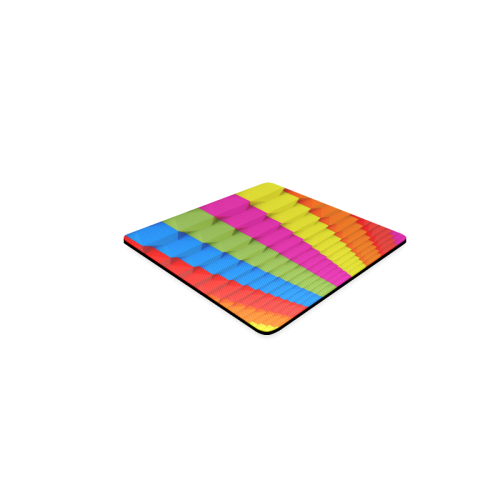 Colorful 3D Geometric Blocks Square Coaster