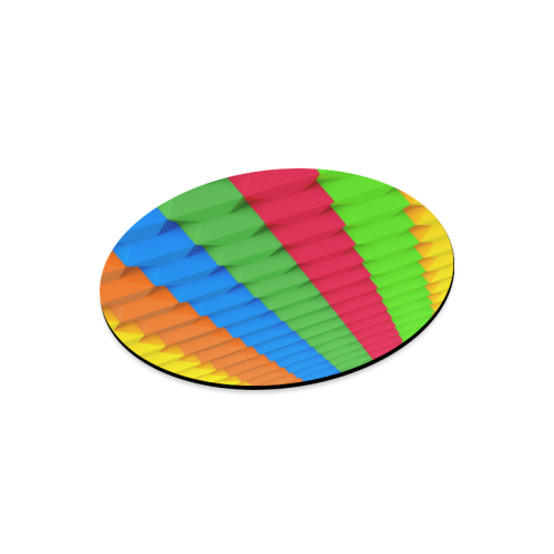 Colorful 3D Geometric Blocks Round Mousepad