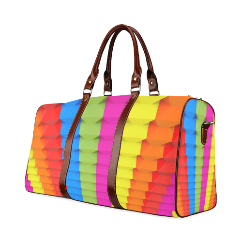 Colorful 3D Geometric Blocks Waterproof Travel Bag/Large (Model 1639)