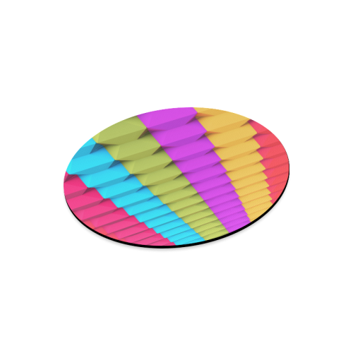 Colorful 3D Geometric Blocks Round Mousepad