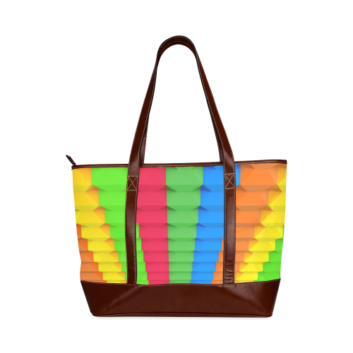 Colorful 3D Geometric Blocks Tote Handbag (Model 1642)