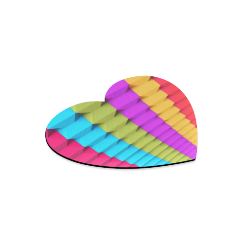 Colorful 3D Geometric Blocks Heart-shaped Mousepad