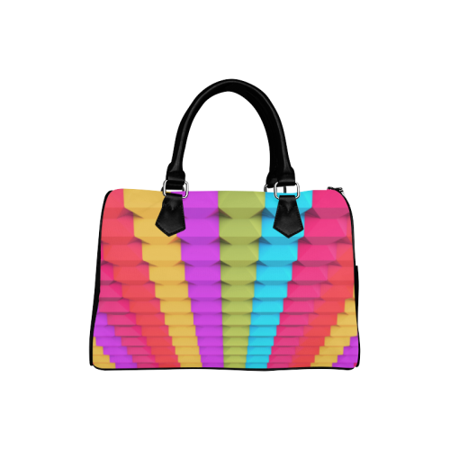 Colorful 3D Geometric Blocks Boston Handbag (Model 1621)