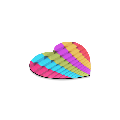 Colorful 3D Geometric Blocks Heart Coaster