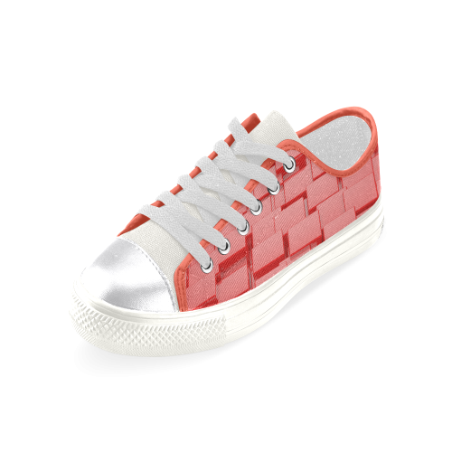 Glossy Red 3d Cubes Women's Classic Canvas Shoes (Model 018)