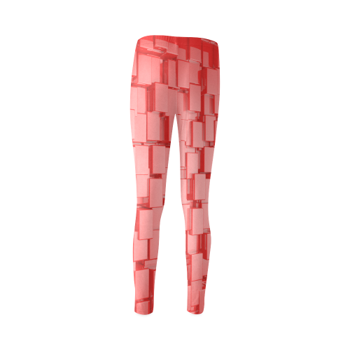 Glossy Red 3d Cubes Cassandra Women's Leggings (Model L01)
