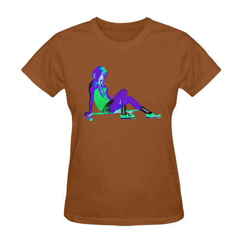 SK8N LONGBOARD GIRL PURPLE N GREEN Sunny Women's T-shirt (Model T05)