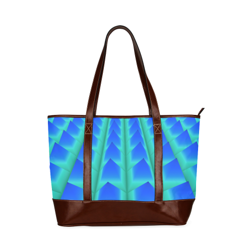 3d Abstract Blue and Green Pyramids Tote Handbag (Model 1642)