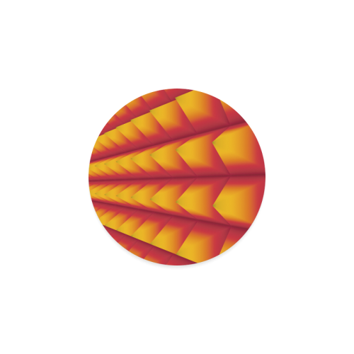 3d Abstract Red and Yellow Pyramids Round Coaster
