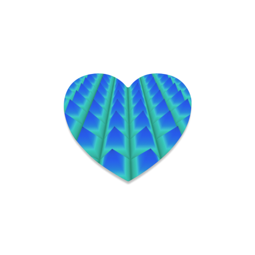 3d Abstract Blue and Green Pyramids Heart Coaster