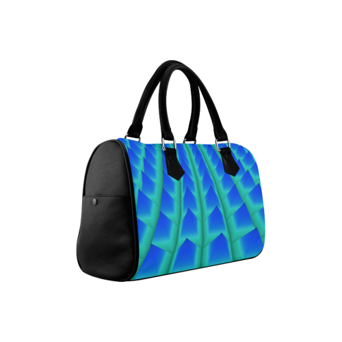 3d Abstract Blue and Green Pyramids Boston Handbag (Model 1621)