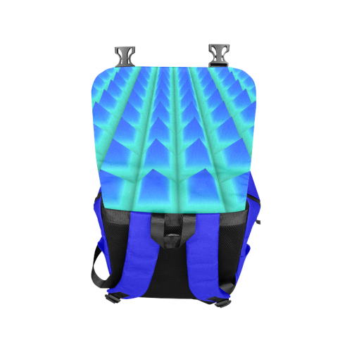 3d Abstract Blue and Green Pyramids Casual Shoulders Backpack (Model 1623)