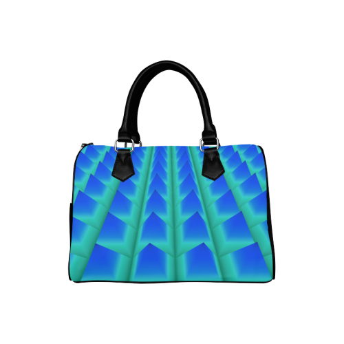 3d Abstract Blue and Green Pyramids Boston Handbag (Model 1621)