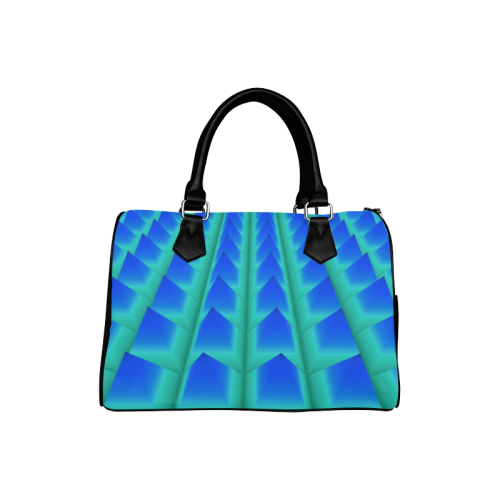 3d Abstract Blue and Green Pyramids Boston Handbag (Model 1621)