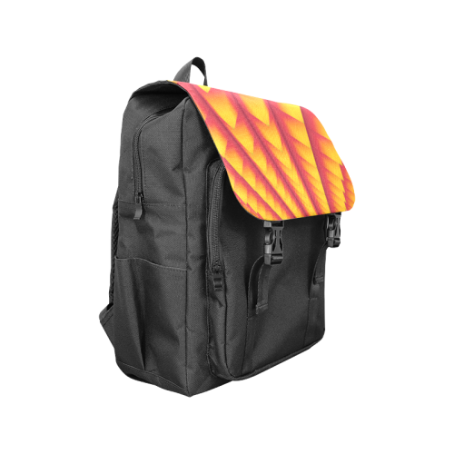3d Abstract Red and Yellow Pyramids Casual Shoulders Backpack (Model 1623)