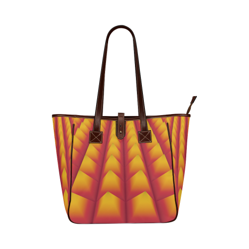 3d Abstract Red and Yellow Pyramids Classic Tote Bag (Model 1644)