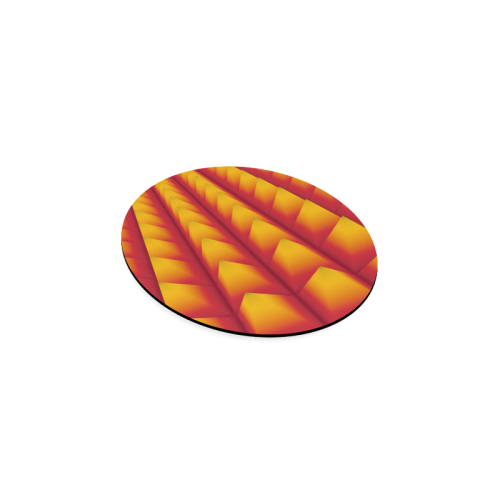 3d Abstract Red and Yellow Pyramids Round Coaster