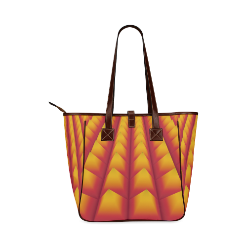 3d Abstract Red and Yellow Pyramids Classic Tote Bag (Model 1644)