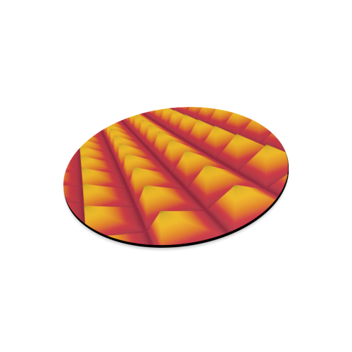 3d Abstract Red and Yellow Pyramids Round Mousepad