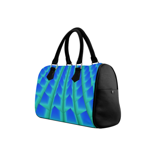 3d Abstract Blue and Green Pyramids Boston Handbag (Model 1621)