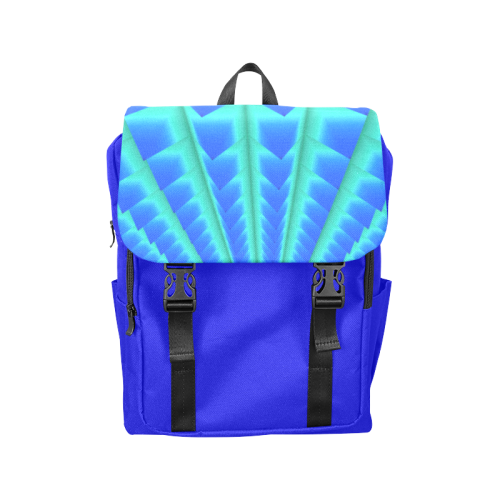 3d Abstract Blue and Green Pyramids Casual Shoulders Backpack (Model 1623)