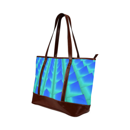 3d Abstract Blue and Green Pyramids Tote Handbag (Model 1642)