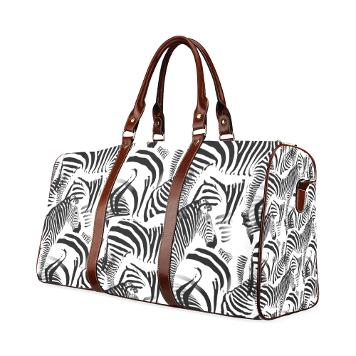 Black & White Stripes Waterproof Travel Bag/Large (Model 1639)