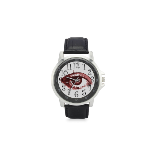 Red Eye Unisex Stainless Steel Leather Strap Watch(Model 202)