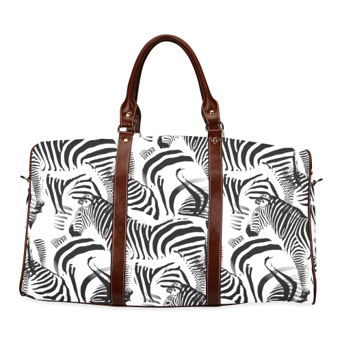 Black & White Stripes Waterproof Travel Bag/Large (Model 1639)