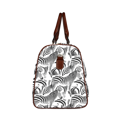 Black & White Stripes Waterproof Travel Bag/Large (Model 1639)
