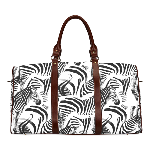 Black & White Stripes Waterproof Travel Bag/Large (Model 1639)