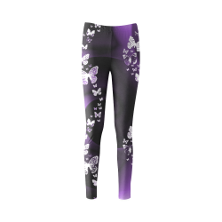 Purple Butterfly Swirl Cassandra Women's Leggings (Model L01)