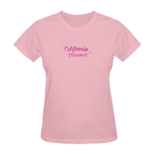 CALIFORNIA DREAMER PINK W/ PINSTRIPE Sunny Women's T-shirt (Model T05)