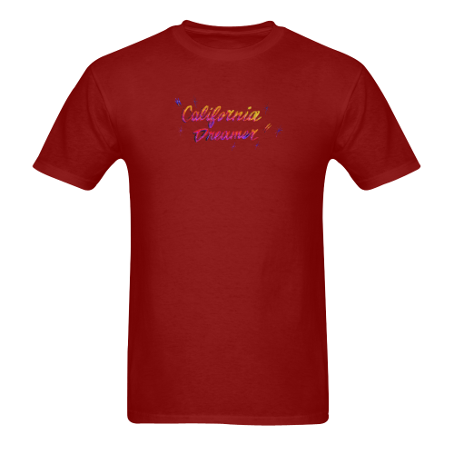 CALIFORNIA DREAMER YELLOW RED N PURPLE BRICK W/ DUSK PINSTRIPE Sunny Men's T- shirt (Model T06)