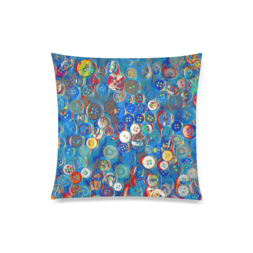 Buttons in blue Custom Zippered Pillow Case 20"x20"(Twin Sides)