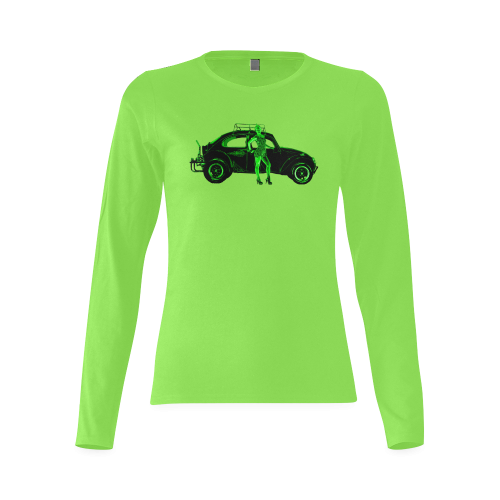 1970 Volkswagen Beetle Green BAJA Sunny Women's T-shirt (long-sleeve) (Model T07)