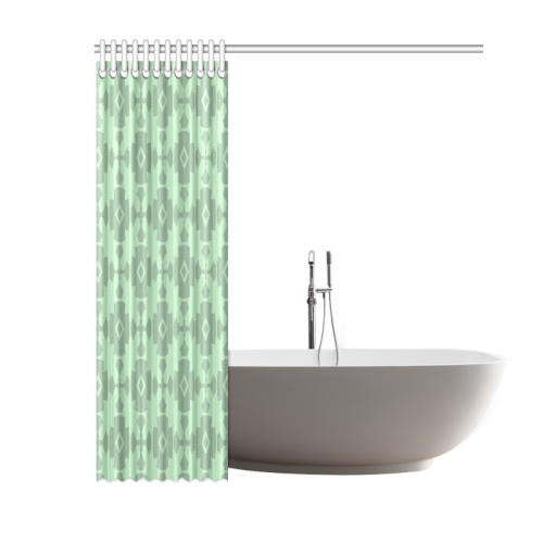 Mint Green Geometric Tile Pattern Shower Curtain 60"x72"