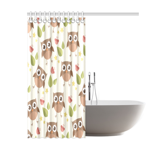 Modern Retro Owl Pattern Shower Curtain 60"x72"