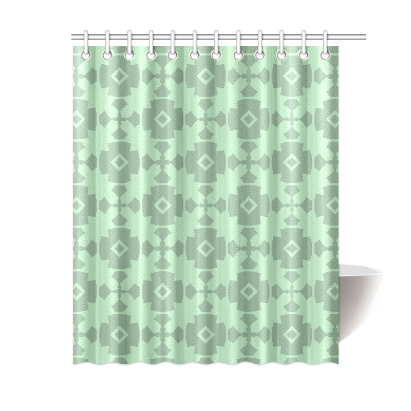 Mint Green Geometric Tile Pattern, Mint Shower Curtain