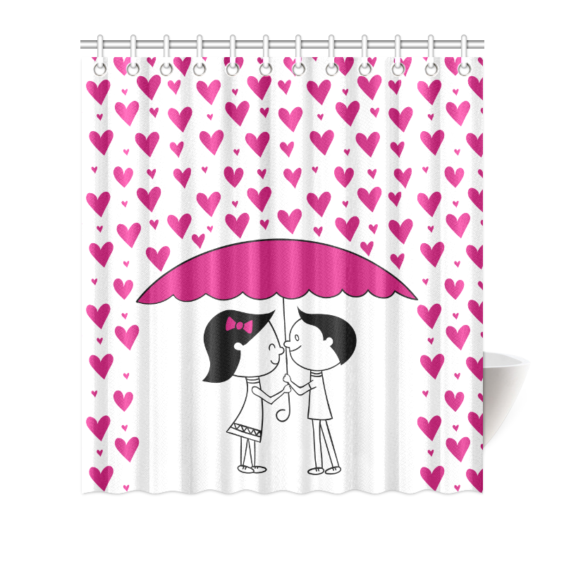 Romantic Couple With Hearts Shower Curtain 66"x72" ID D100217
