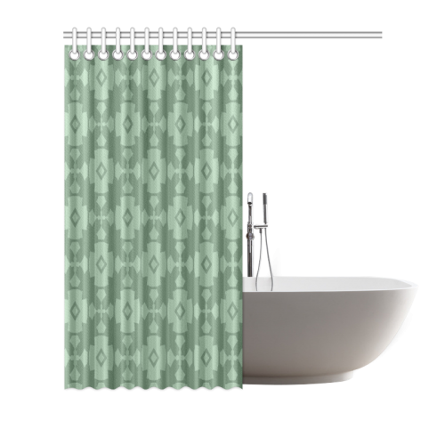 Green Geometric Tile Pattern Shower Curtain 66"x72"